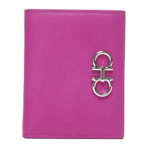 Salvatore Ferragamo Gancini Rosa Läder Bifold Plånbok Pink, Dam