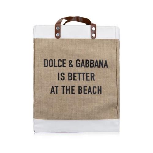 Dolce & Gabbana Stilren Läder Väska Beige, Herr