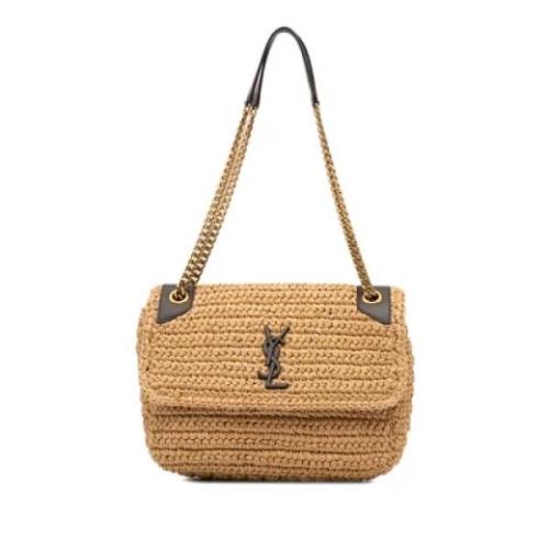 Yves Saint Laurent Vintage Pre-owned Raffia axelremsvskor Beige, Dam