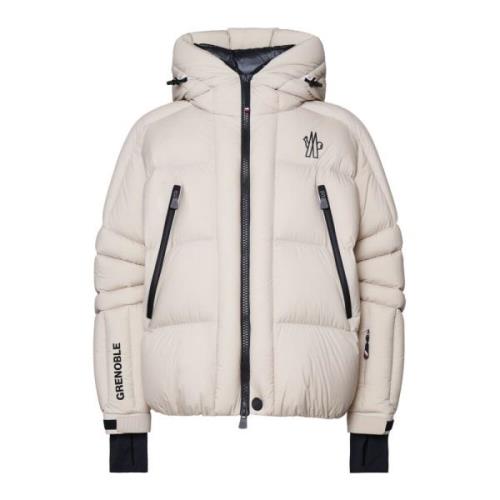 Moncler Vit Nylon Dragkedja Jacka Kräm White, Herr