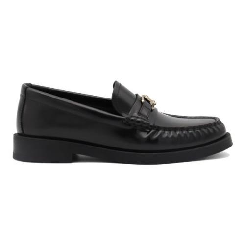 Jimmy Choo Svarta Läderflats med Kedjedetaljer Black, Dam