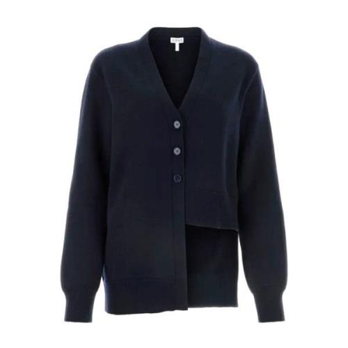 Loewe Asymmetrisk Cashmere Cardigan Kvinnor Blue, Dam