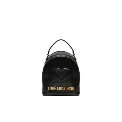 Love Moschino Svart ryggsäck med främre logotyp Black, Dam