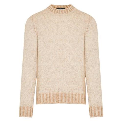 Gran Sasso Lyxig Cashmere Alpacka Stickat Beige, Herr