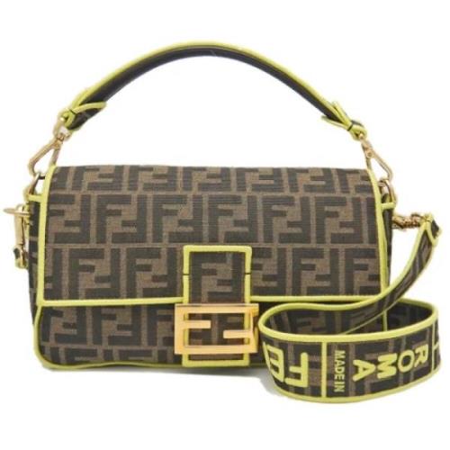 Fendi Vintage Pre-owned Canvas axelremsvskor Yellow, Dam