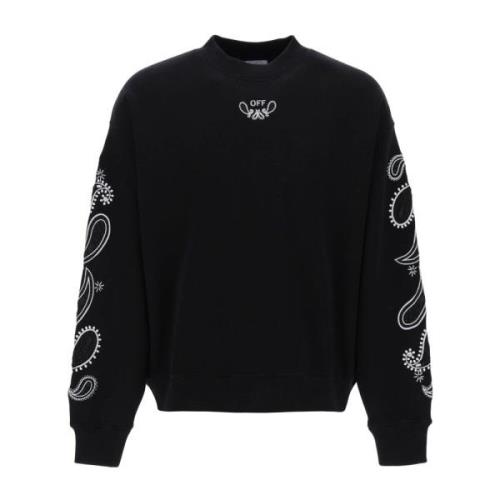 Off White Stencil-stil Crewneck Sweatshirt med Paisley-detaljer Black,...