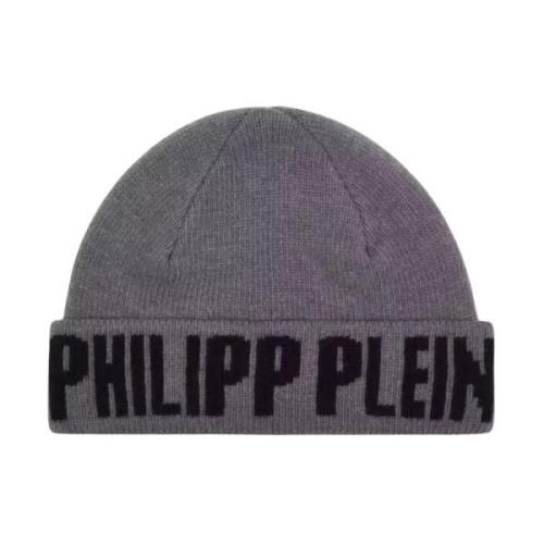 Philipp Plein Grå Logo Beanie Mössa Gray, Herr