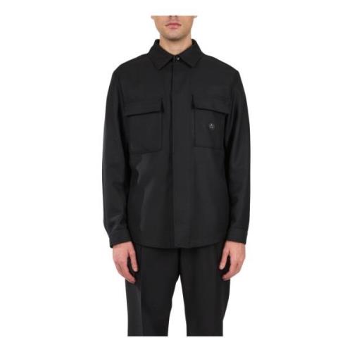 Hugo Boss Overskjorta i ren ull med knappstängning Black, Herr