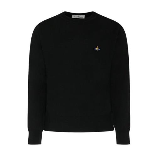 Vivienne Westwood Navy Wool Orb Logo Jumper Blue, Herr