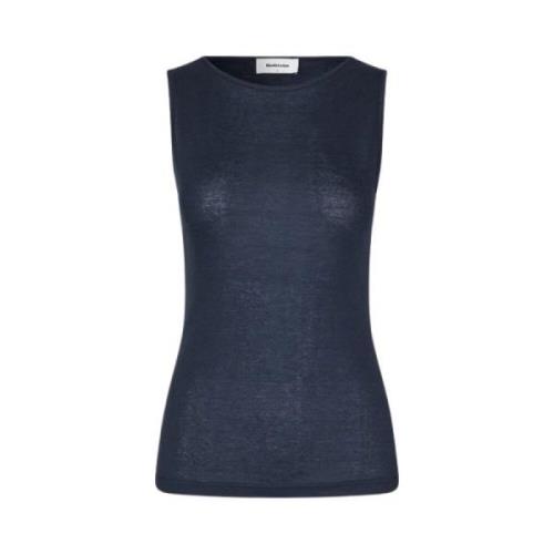 Modström Navy Blue Ärmlös Jersey Topp Blue, Dam