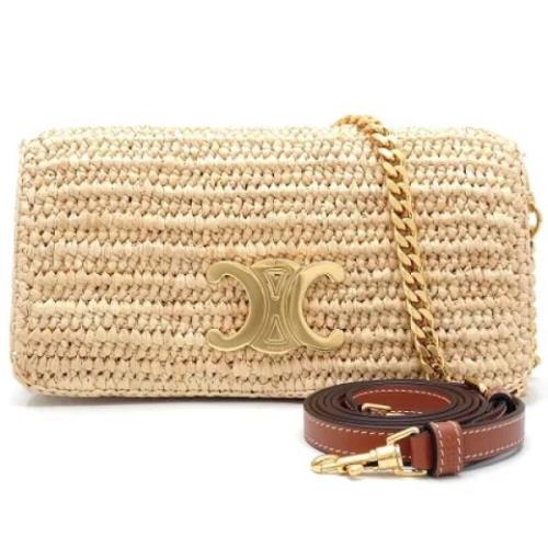 Celine Vintage Pre-owned Raffia axelremsvskor Beige, Dam