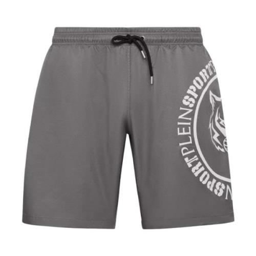 Plein Sport Grå Carbon Tiger Badshorts Gray, Herr