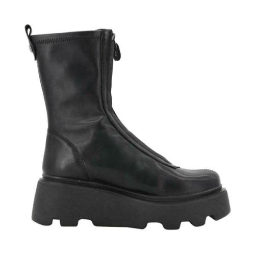 Cult Svarta Rock Boots Mid Stil Black, Dam