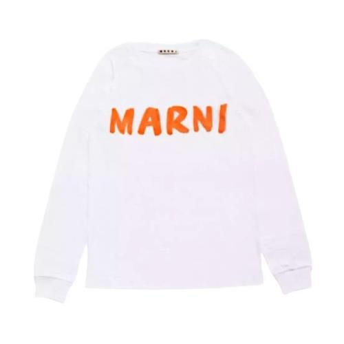 Marni Vit Långärmad Logoblus White, Dam