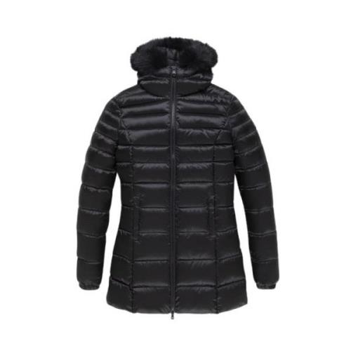 RefrigiWear Svart Vinter Dunjacka med Päls Black, Dam