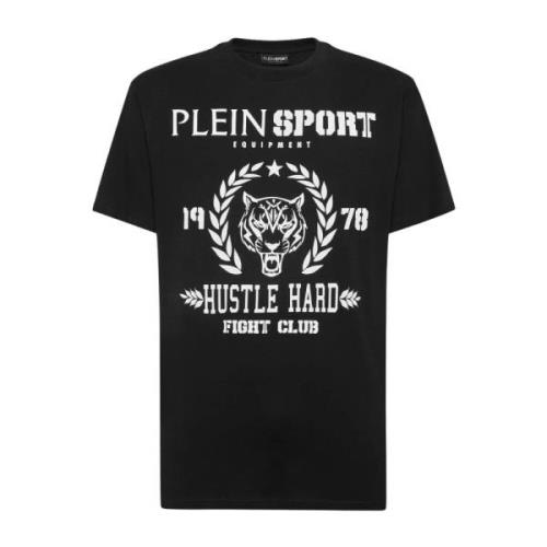 Plein Sport Svart Grafisk T-shirt Rund Hals Kort Ärm Black, Herr