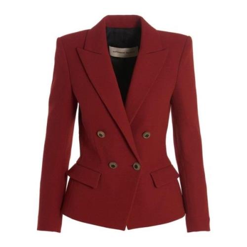 Alexandre Vauthier Dubbelknäppt Ull Blazer Jacka Red, Dam