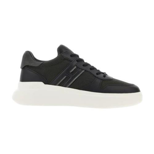 Hogan Svarta Läder Sneakers H580 Stil Black, Herr