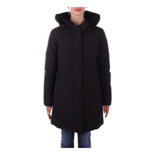 Woolrich Svarta Rockar med Logokrage Black, Dam