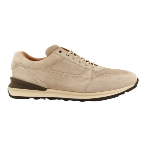 Greve Beige Mocka Låg Sneaker med Lyxdetaljer Beige, Herr