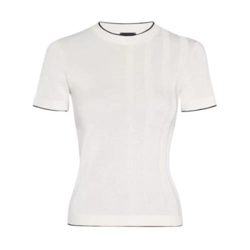 Jacquemus Vit Stickad T-shirt med 'J' Krok White, Dam