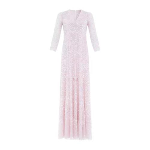 Needle & Thread Rosa Paljett Maxi Klänning Isabella Diamond Pink, Dam