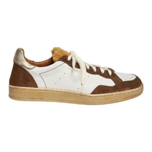 Elia Maurizi Guld Sneaker med Nappa och Mocka Multicolor, Dam