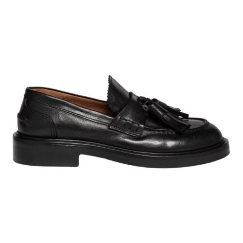 Elia Maurizi Svart Penny Loafer i Buffalo Läder Black, Dam