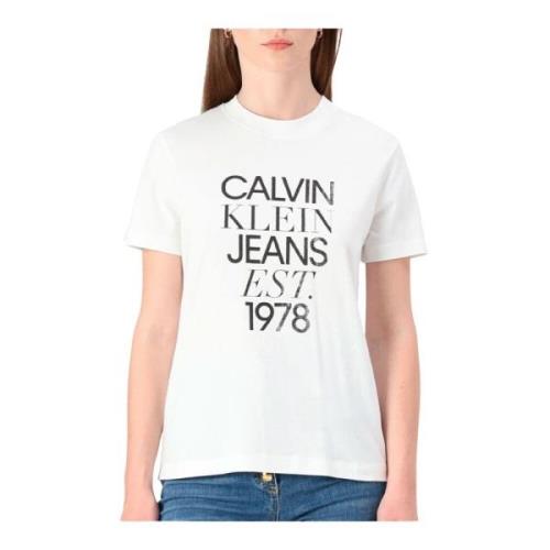 Calvin Klein Logo Print Bomull T-shirt White, Dam