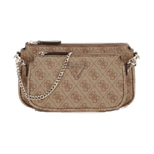 Guess Noelle Dubbel Pouch Crossbody Väska Brown, Dam