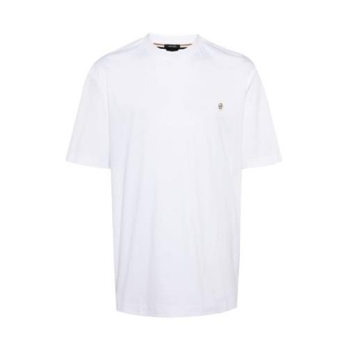 Hugo Boss Vit Bomull Logo T-shirt Crew Neck White, Herr