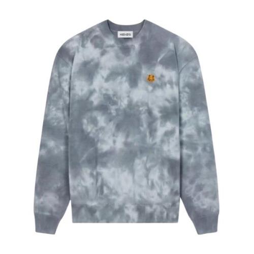 Kenzo Blå tie-dye sweatshirt med tigerlogo Blue, Herr