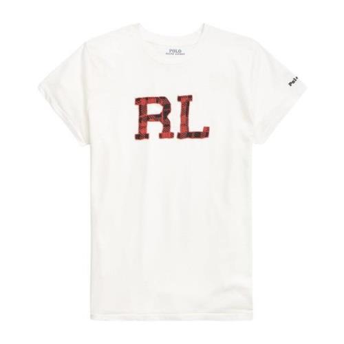 Ralph Lauren Vit t-shirt med logotyp Straight Fit White, Dam