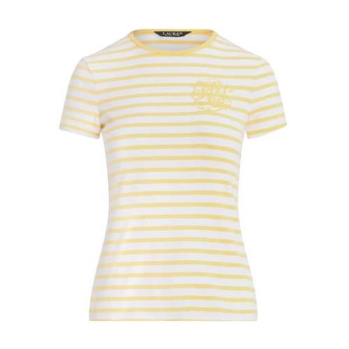 Ralph Lauren T-shirt med gula ränder med logotyp Yellow, Dam