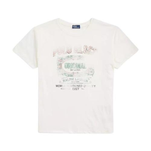 Ralph Lauren Vit T-shirt med tryck White, Dam