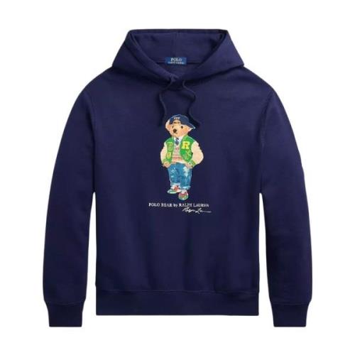 Ralph Lauren Hoodie Polo Bear Fleece Blue, Herr