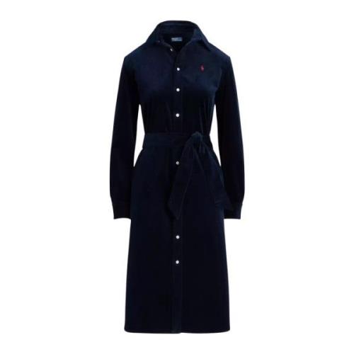 Ralph Lauren Corduroy midi klänning Blue, Dam