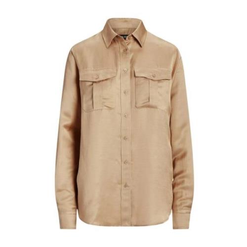 Ralph Lauren Beige satin skjorta Beige, Dam