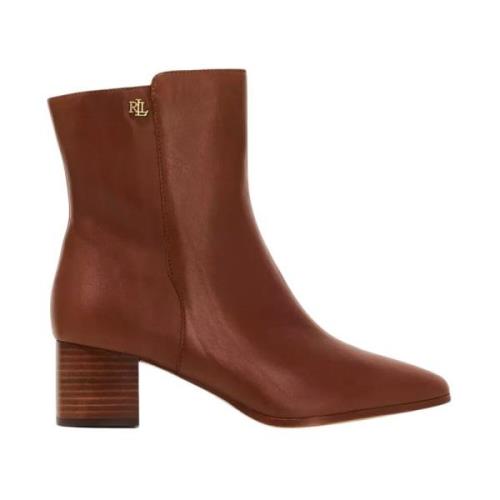 Ralph Lauren Bruna ankelboots med logotyp Brown, Dam