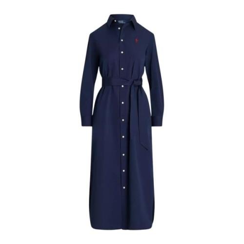 Ralph Lauren Bomullsskjorta midi klänning Blue, Dam