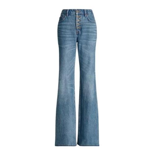 Ralph Lauren Högmidjade flare jeans Blue, Dam