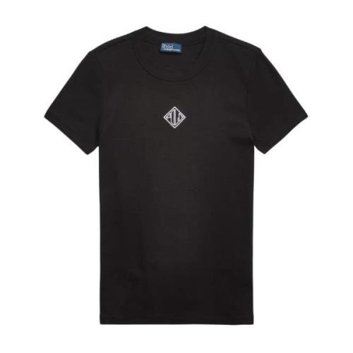 Ralph Lauren Svart bomull T-shirt med broderat logotyp Black, Dam