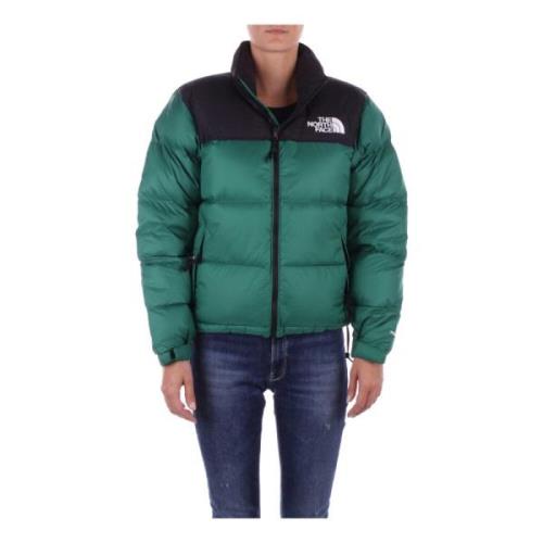 The North Face Logo Front Zip Hooded Down Coat Green, Dam