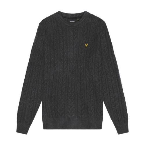 Lyle & Scott Stickad kabel rund hals tröja Gray, Herr