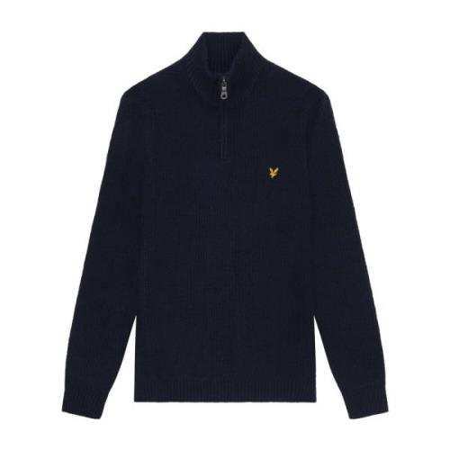 Lyle & Scott Stickade Shaker Stitch Quarter Zip Blue, Herr