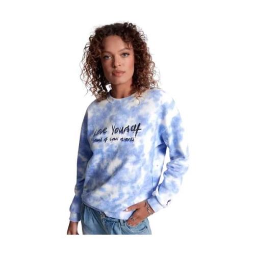 One Teaspoon Tie-Dye Love Yourself Bomullsweater Blue, Dam