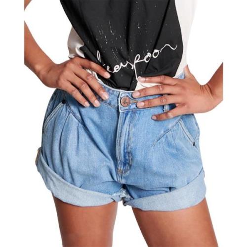 One Teaspoon Retro High-Waisted Denim Shorts Blue, Dam