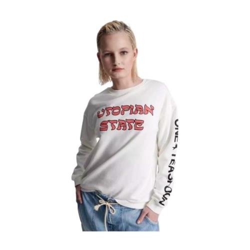 One Teaspoon Vit Utopian State Oversized Sweatshirt White, Dam