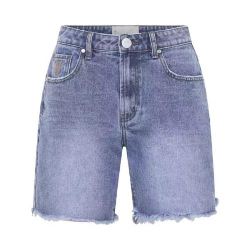 One Teaspoon Jeansshorts med Fransade Kanter Blue, Dam