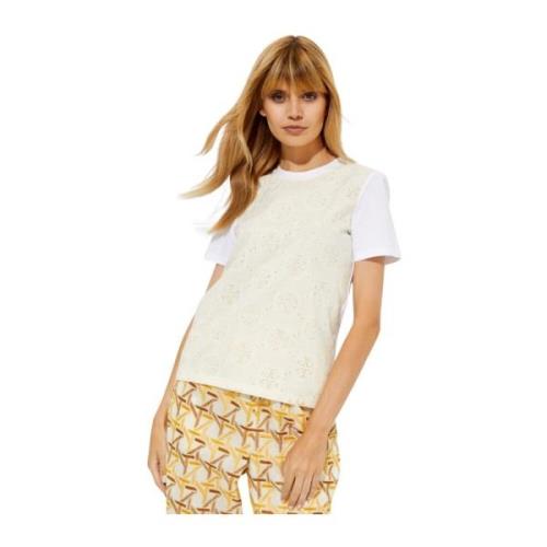 Tory Burch Vit broderad logotyp t-shirt White, Dam